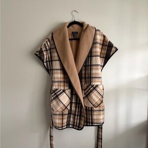 RACHEL Rachel Roy Tan and Black Checkered Cape